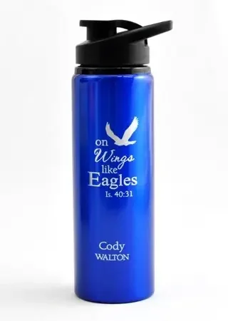 Personalized, Water Bottle, Flip Top, Eagle, Blue