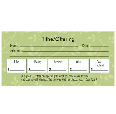 Tithe Offering Envelope (Deuteronomy12 6-7) Box of 100