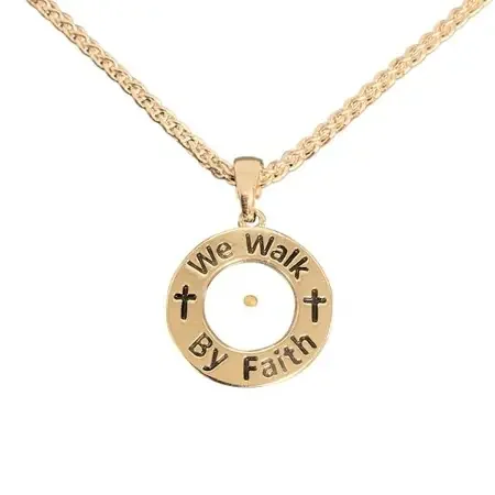 We Walk by Faith Mustard Seed Necklace, Gold